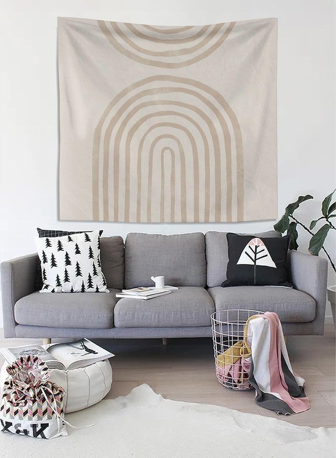 Knibeo Beige Rainbow Boho Tapestry - Neutral Wall Decor, 50x60 Inch Minimalist Boho Tapestry for Bedroom or Dorm - Image 3